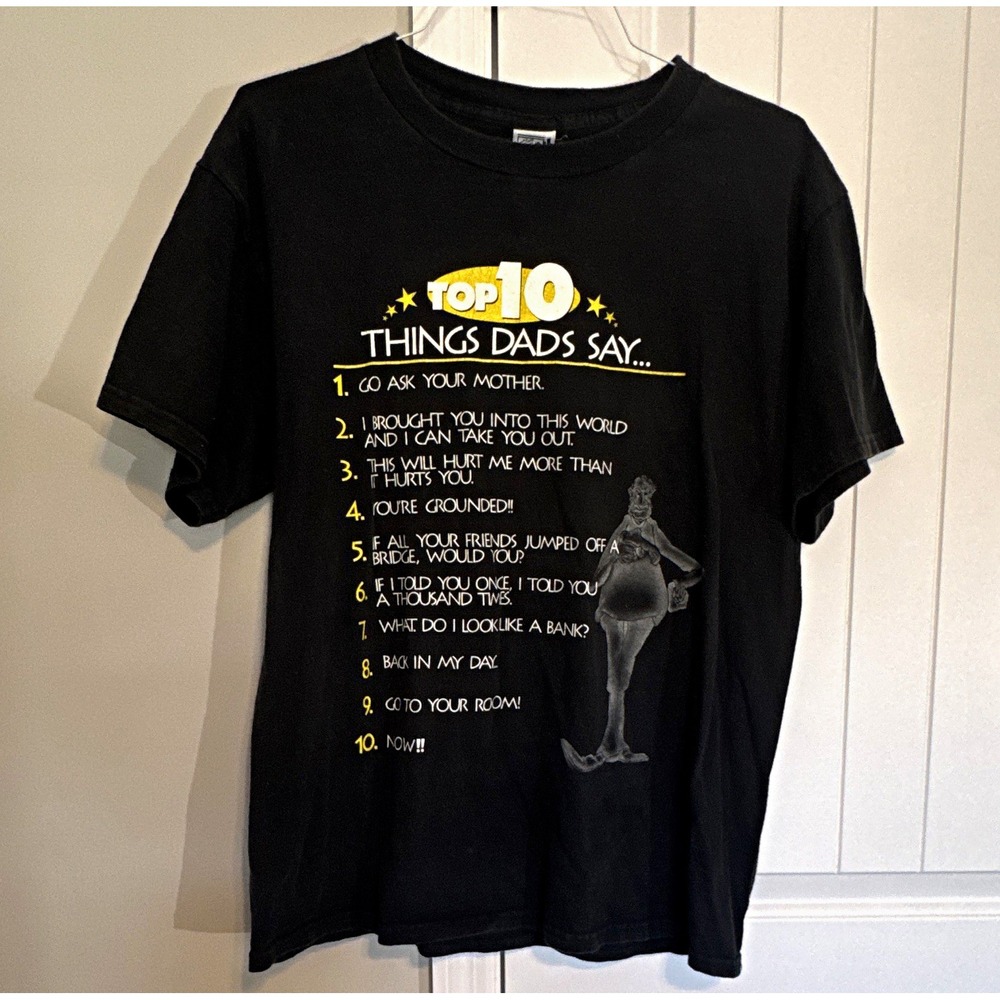 WCW men's large Top 10 Things Dads Say Graphic T-Shirt 90s VINTAGE black graphic